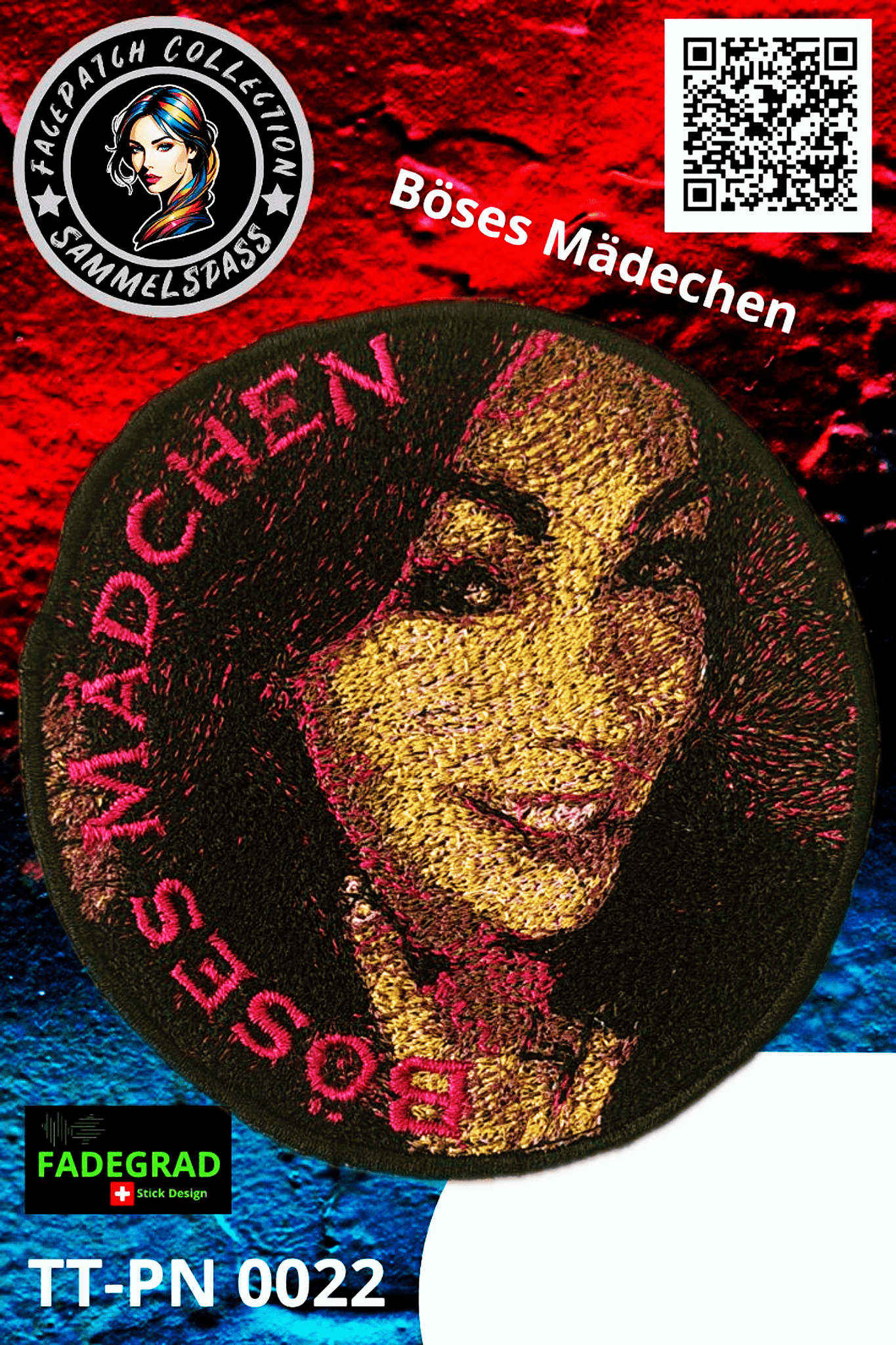 Facepatch Böse Mädchen - TikTok Facepatch Sammelalbum Nr. 0022 - FADEGRAD Stickdesign