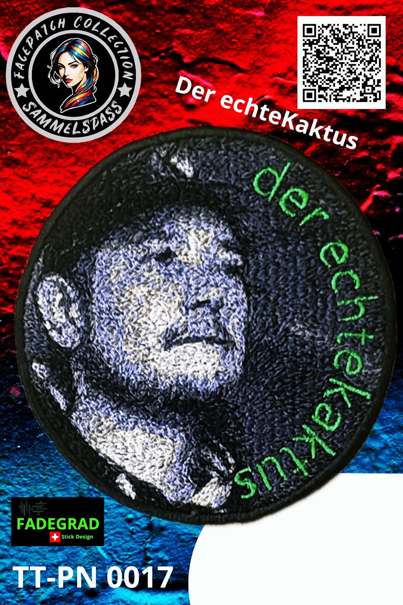 Facepatch der echtekaktus - TikTok Facepatch Sammelalbum Nr. 0017 - FADEGRAD Stickdesign