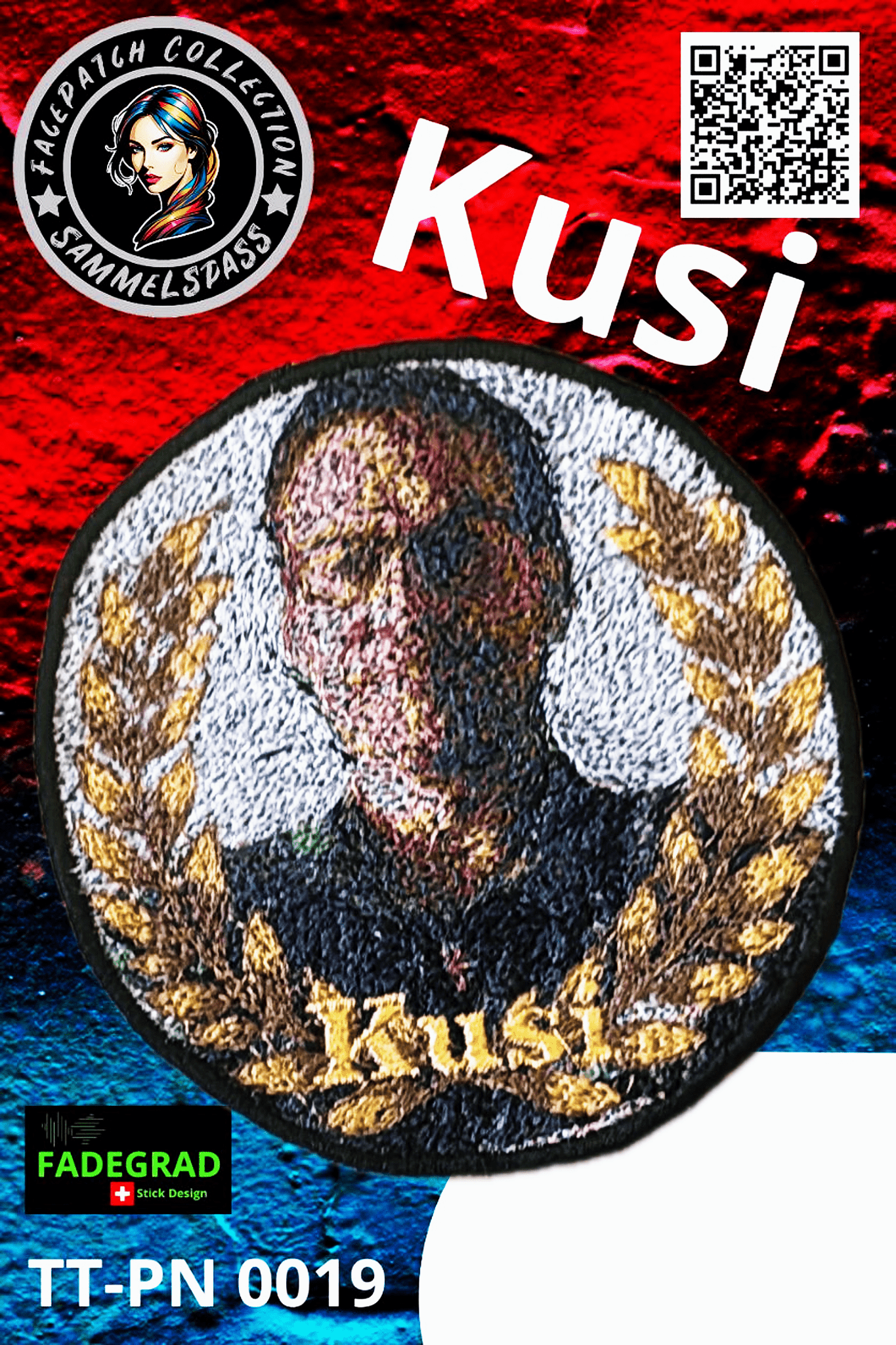 Facepatch der Kusi - TikTok Facepatch Sammelalbum Nr. 0019 - FADEGRAD Stickdesign