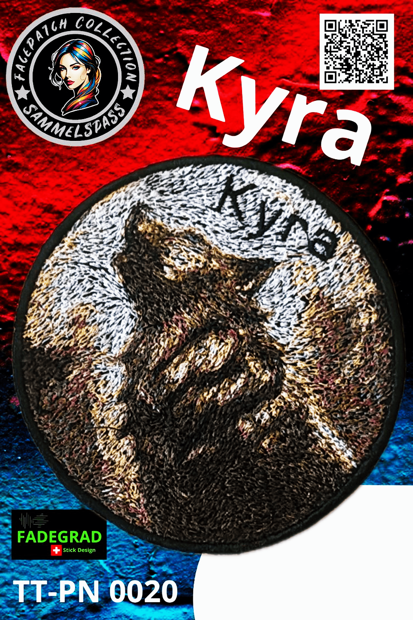 Facepatch der Kyra - TikTok Facepatch Sammelalbum Nr. 0020 - FADEGRAD Stickdesign