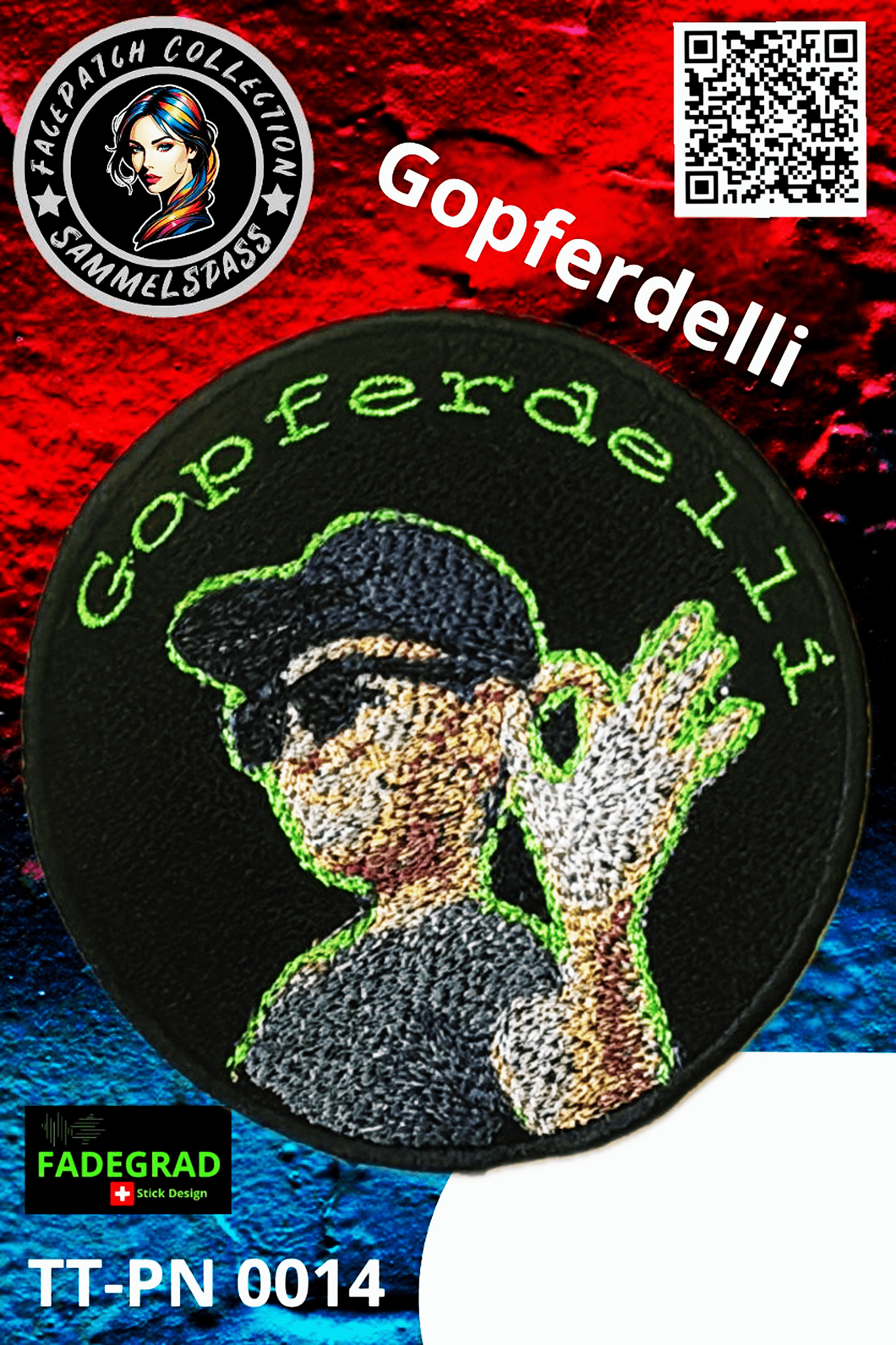 Facepatch Gopferdelli - TikTok Facepatch Sammelalbum Nr. 0014 - FADEGRAD Stickdesign