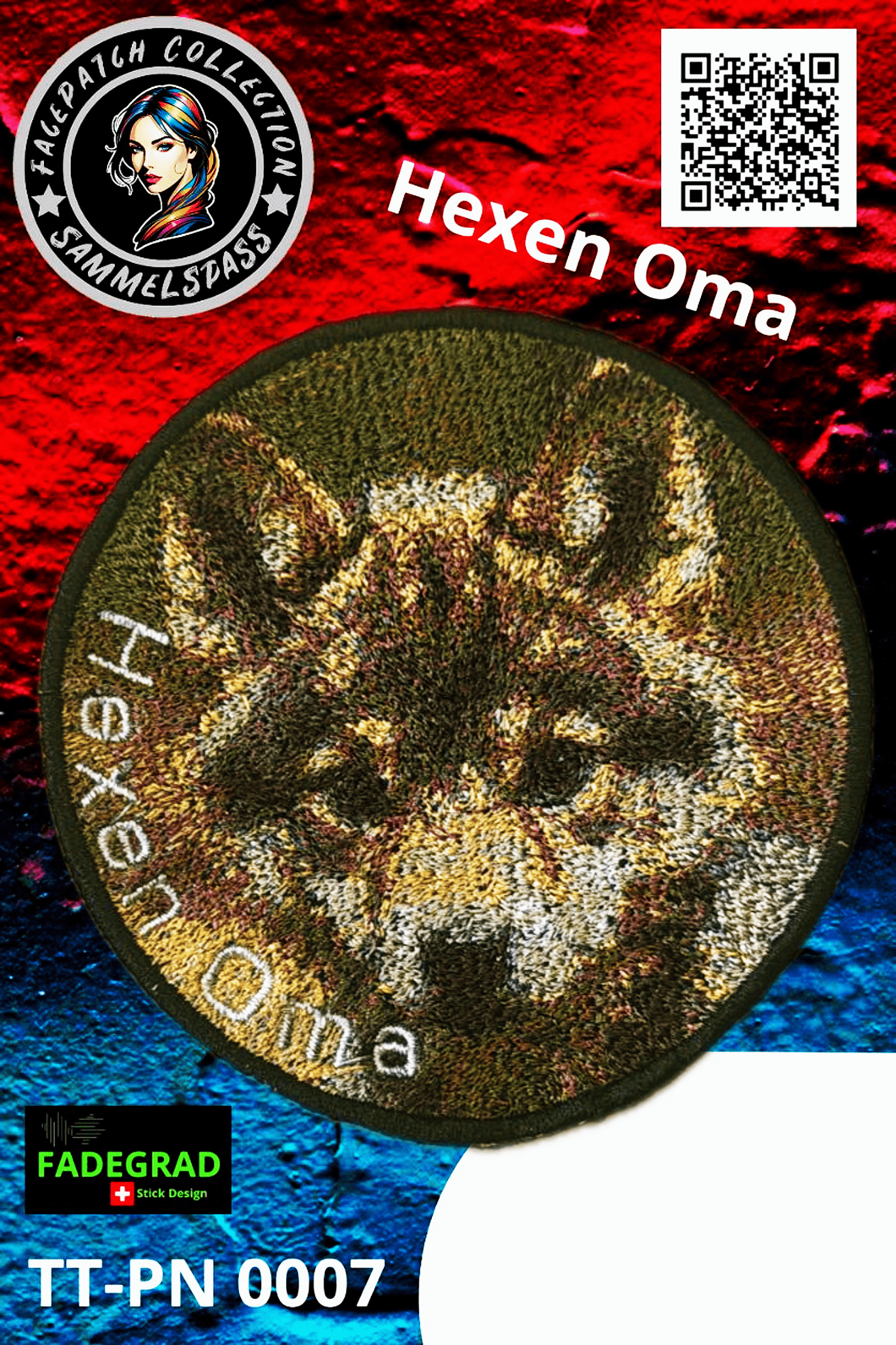Facepatch Hexen Oma - TikTok Facepatch Sammelalbum Nr. 0007 - FADEGRAD Stickdesign