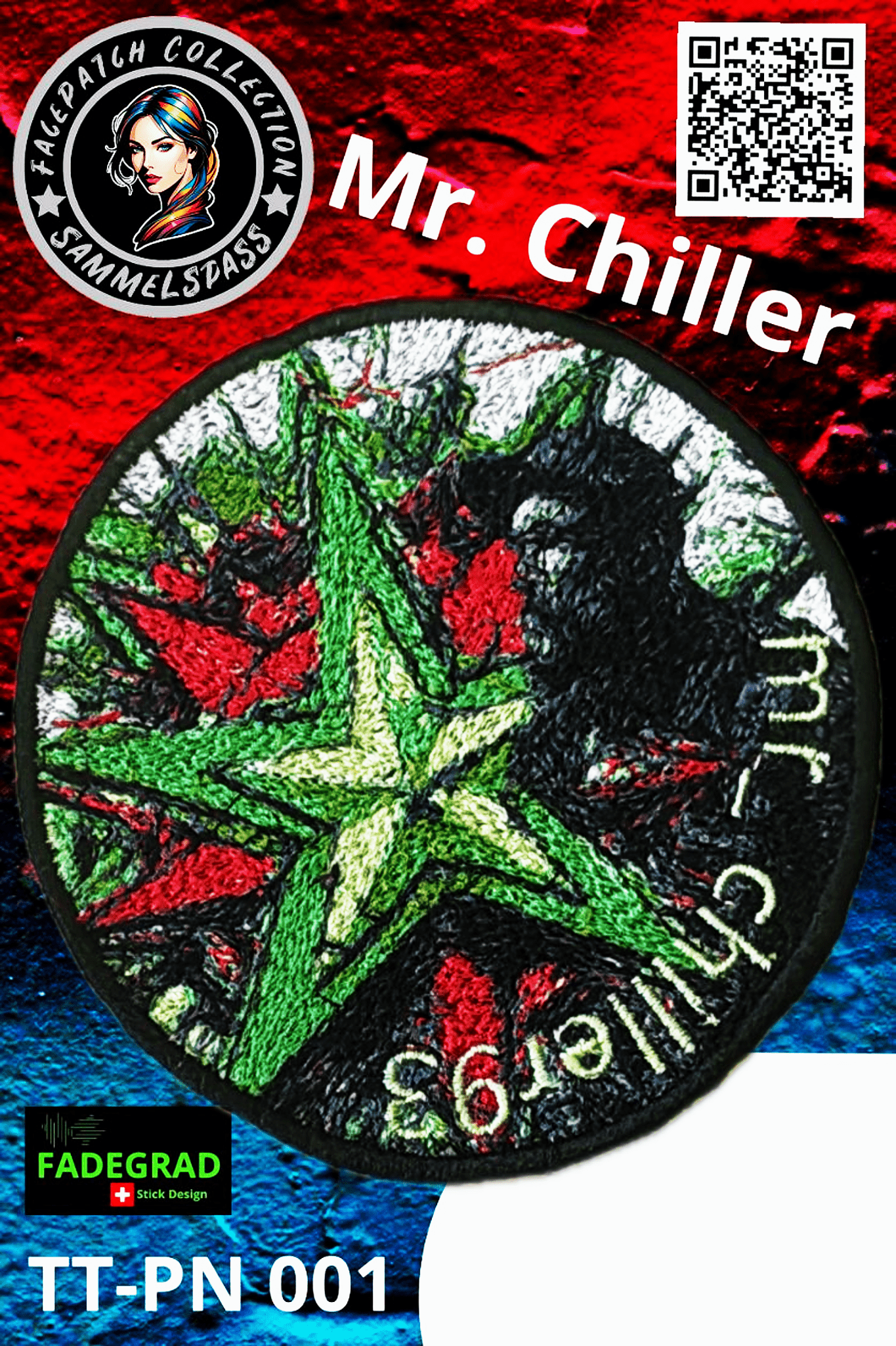 Facepatch Mr. Chiller - TikTok Facepatch Sammelalbum Nr. 0001 - FADEGRAD Stickdesign