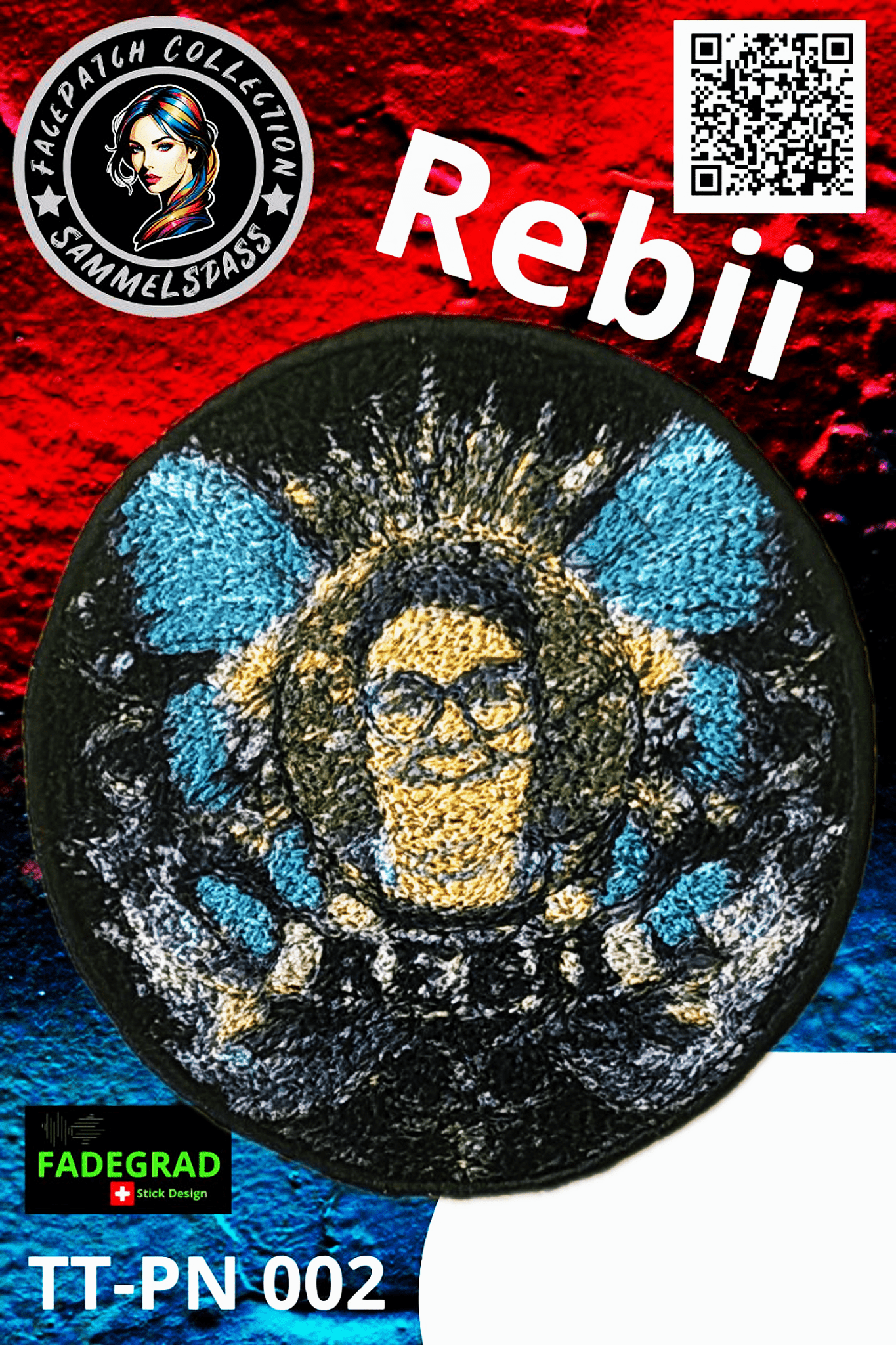 Facepatch Rebii - TikTok Facepatch Sammelalbum Nr. 0002 - FADEGRAD Stickdesign