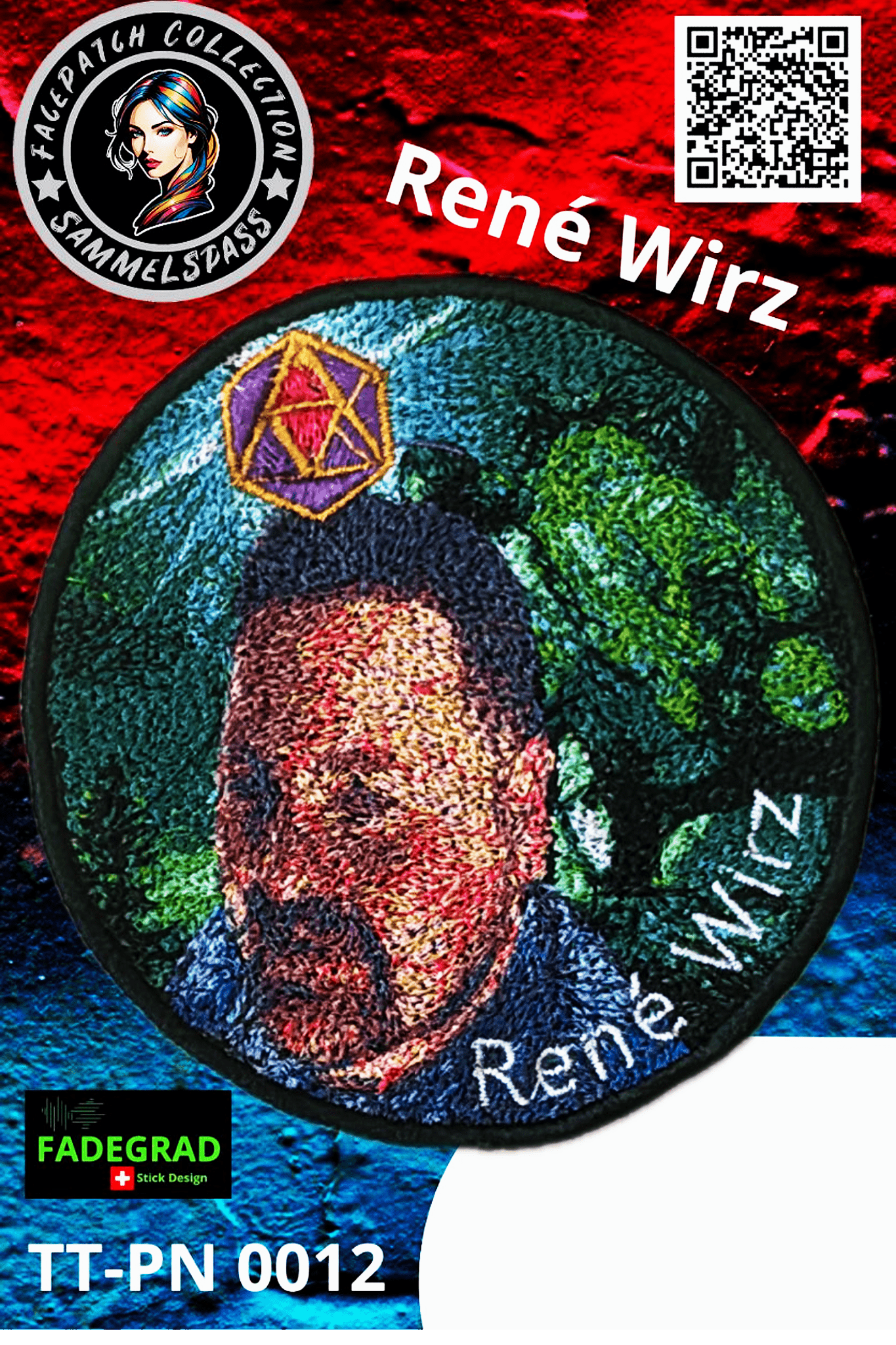 Facepatch René Wirz - TikTok Facepatch Sammelalbum Nr. 0012 - FADEGRAD Stickdesign