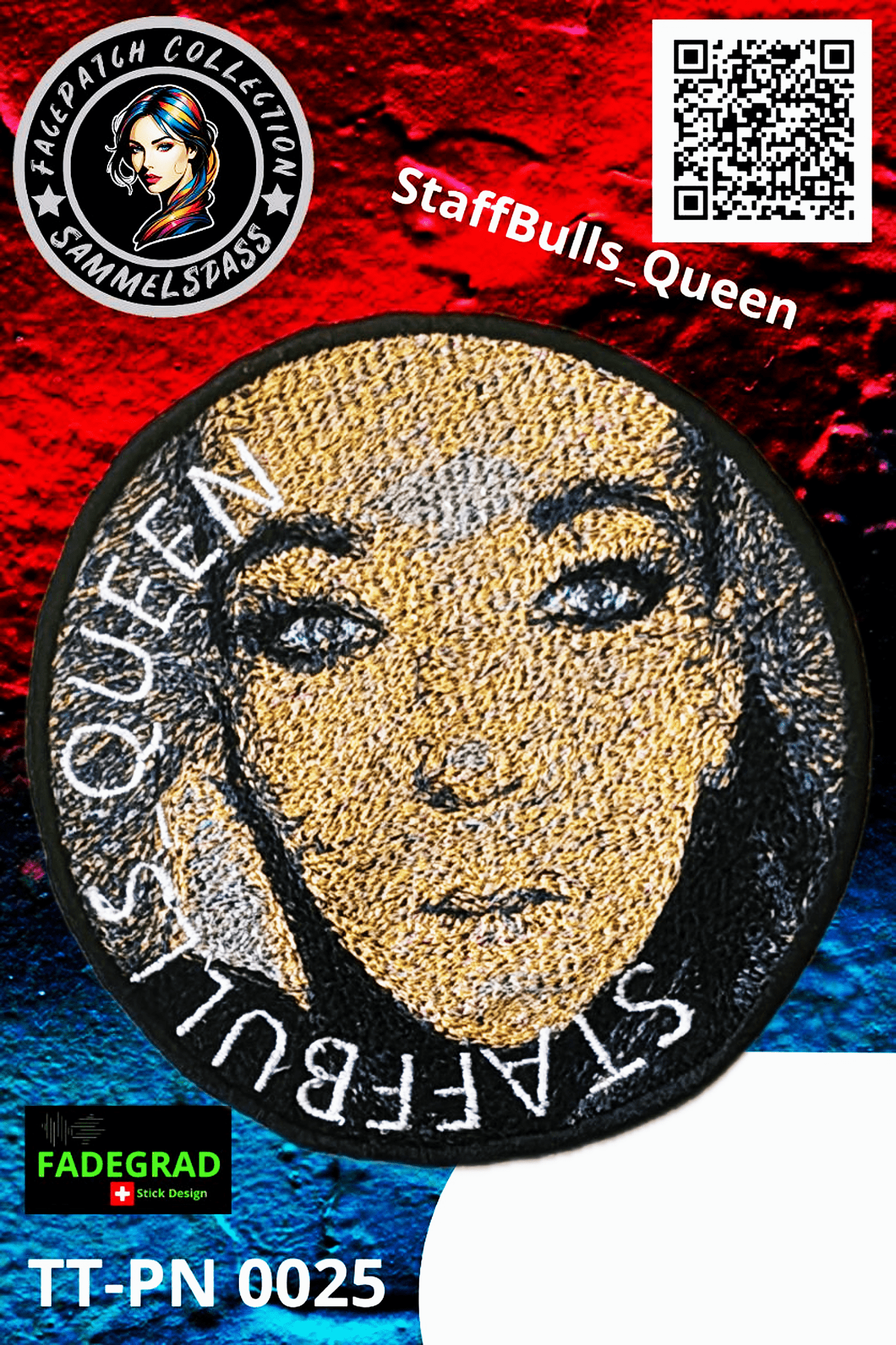 Facepatch Staff Queen - TikTok Facepatch Sammelalbum Nr. 0025 - FADEGRAD Stickdesign
